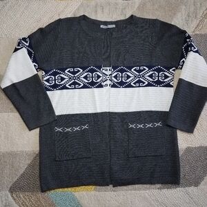 Arianna by Howards Colorblock Sweater Cardigan M